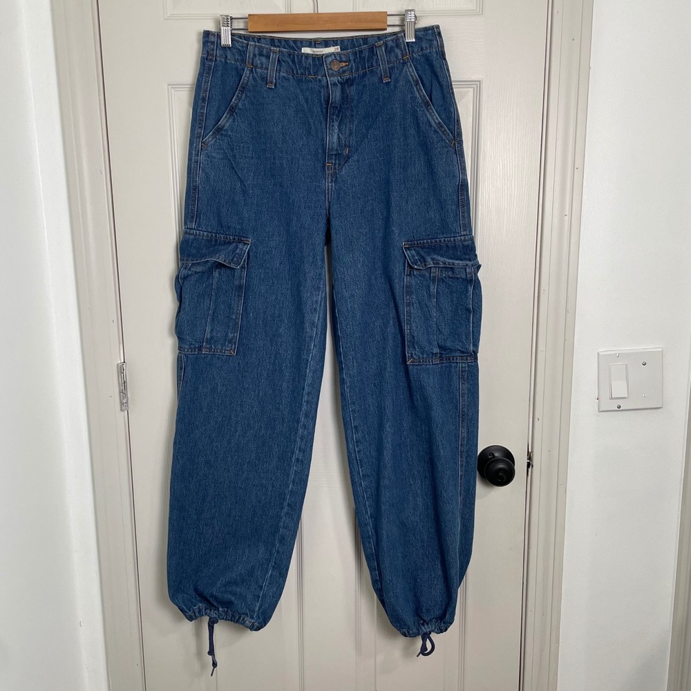 Levis 94 Baggy Cargo Jeans Womens 28 Blue Skater‎ Streetwear Y2K Utility 90s